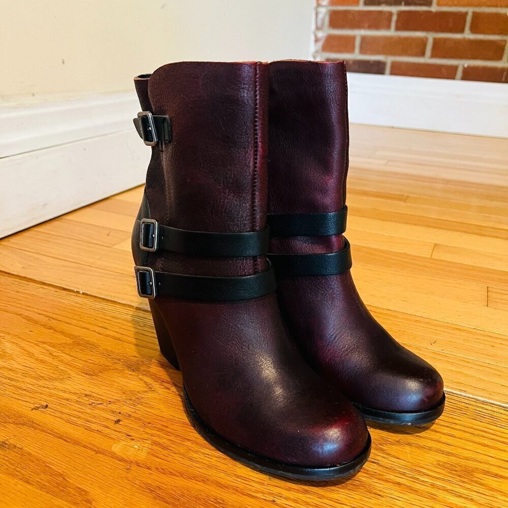 Kork Ease Women's Brown Black Leather Buckle Zip Boots Size 6.5 M - Picture 2 of 16